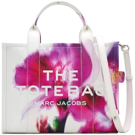 Marc Jacobs The Future Floral Leather Medium Tote Bag, White Multi